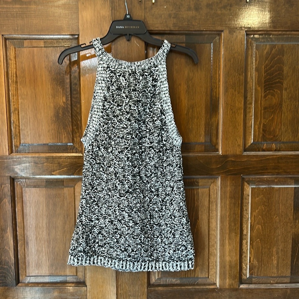 Anthropologie Moth Debussy Marled Sweater Tank Top Small S Black White Knit - Picture 5 of 9